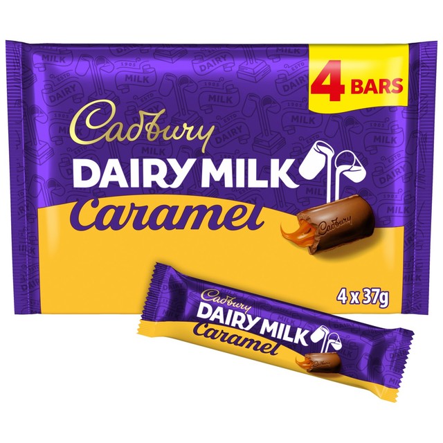 Cadbury caramel chocolate bar 4 x 37g - British product