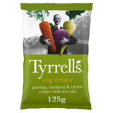 Tyrrell's parsnip, beetroot and carrot vegetable crisps with sea salt 125g (British brand)