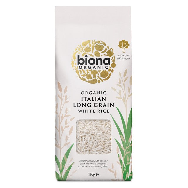 Biona Organic Long Grain Italian White Rice 1kg - British product