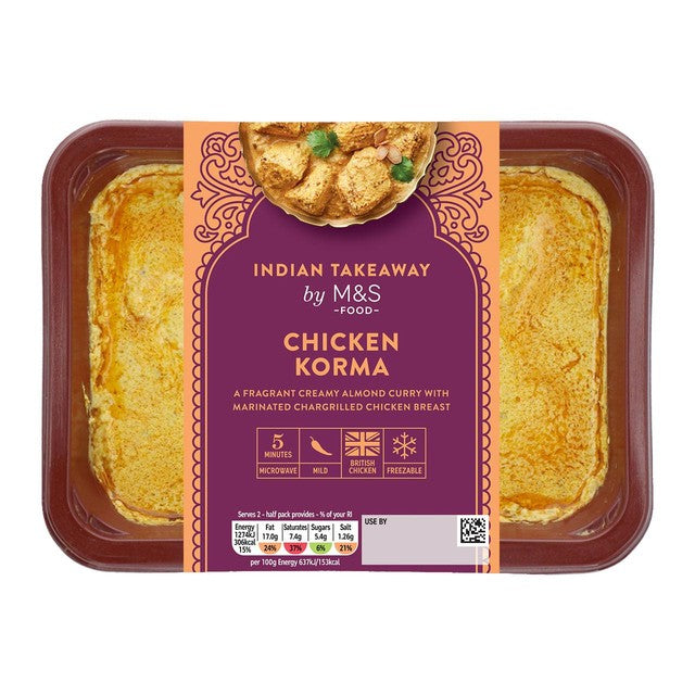 M&S chicken korma ready meal 400g, imported from the UK