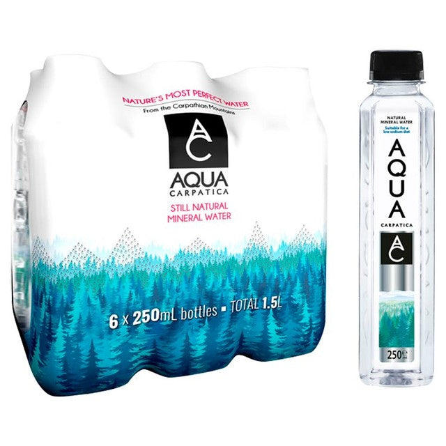 Aqua Carpatica still mineral water low sodium and nitrates 6 x 250ml - British product