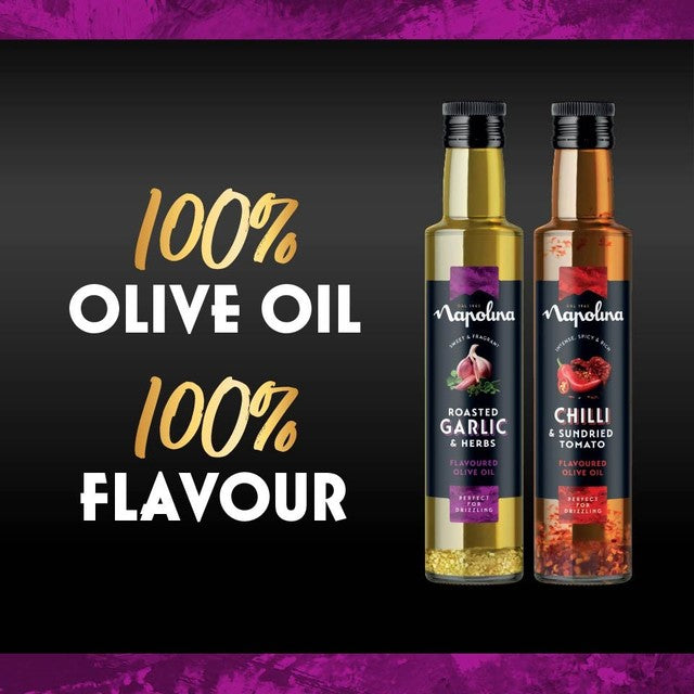 Napolina roasted garlic and herbs flavoured olive oil 250ml, imported from the UK