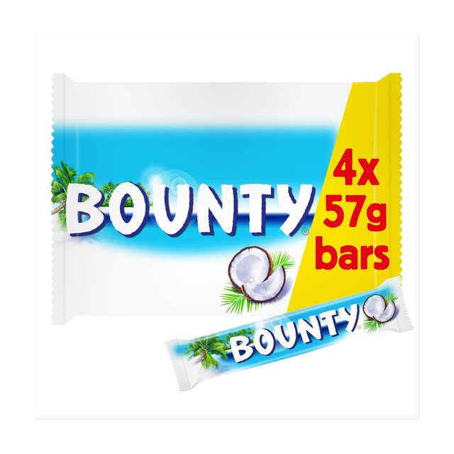 Bounty coconut and milk chocolate snack bars 4x57g - British product