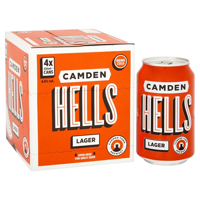 Camden Hells lager beer 4x330ml cans - British product