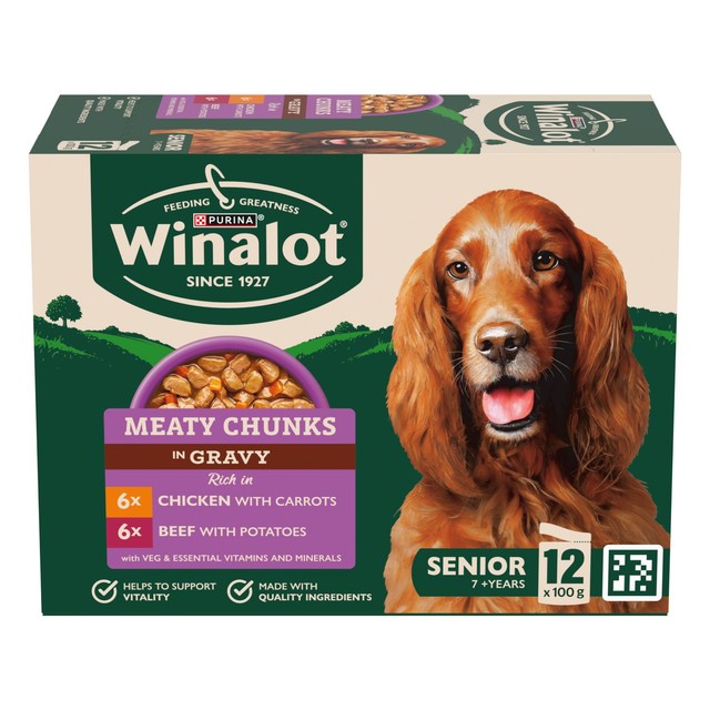 Winalot senior wet dog food 12x100g pouches (British brand)