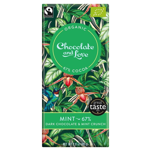 Chocolate and Love mint dark chocolate bar 80g - British product