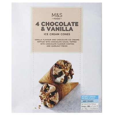 M&S Cornets de Glace Chocolat et Vanille 4 x 73g