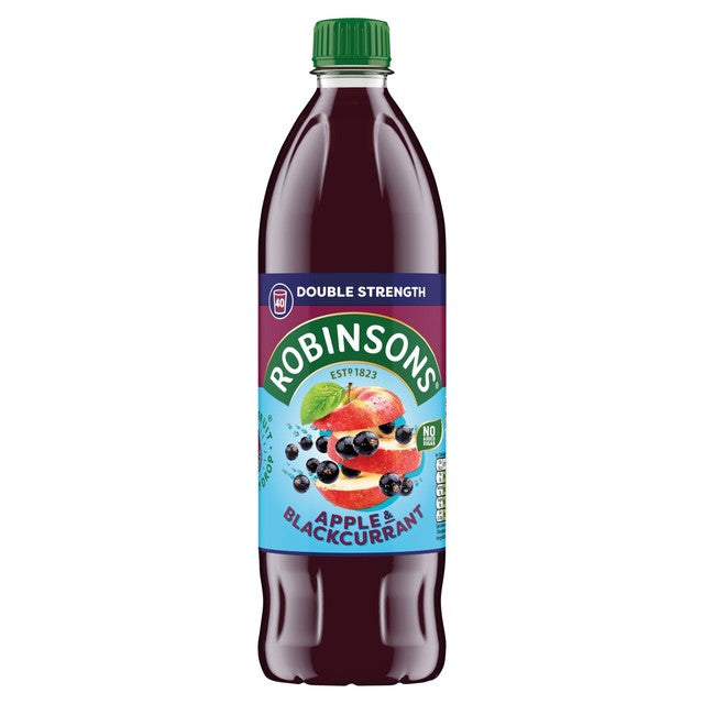 Robinsons Double Strength Apple & Blackcurrant Squash 1L, imported from the UK