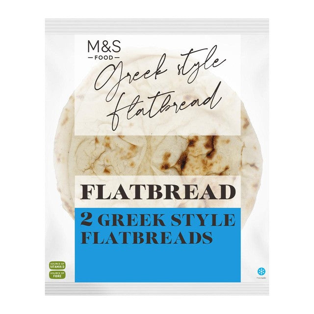 M&S Greek style flatbreads 2 x 90g, imported from the UK
