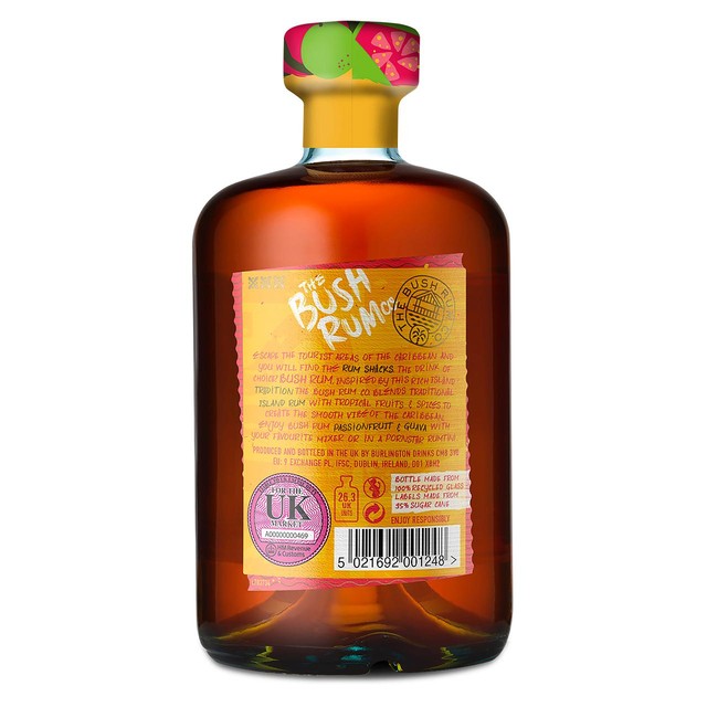 The Bush Rum Co. Passionfruit & Guava Spiced Rum 70cl, imported from the UK