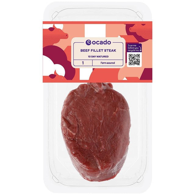 Ocado beef fillet steak 200g, imported from the UK