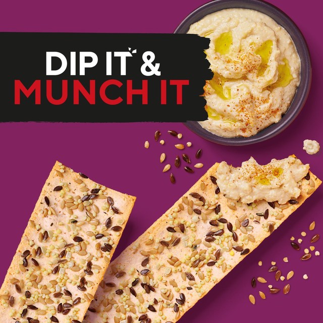 Ryvita Thins Multi-Seed Flatbread Crackers 125g, imported from the UK