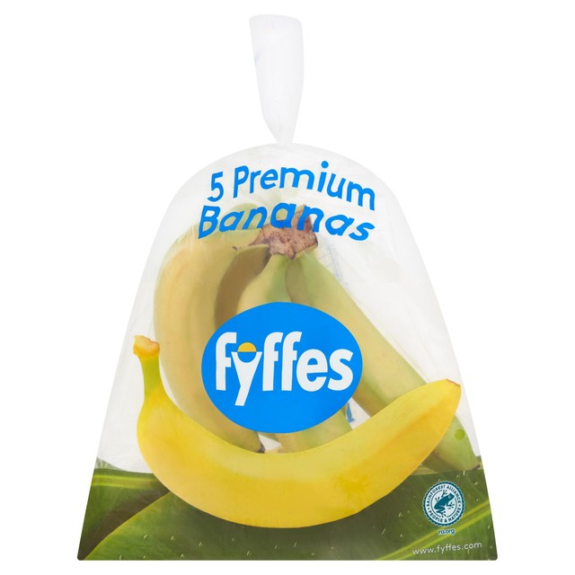 Fyffes Rainforest Alliance certified Fresh Bananas 5 Pack Bag - British product