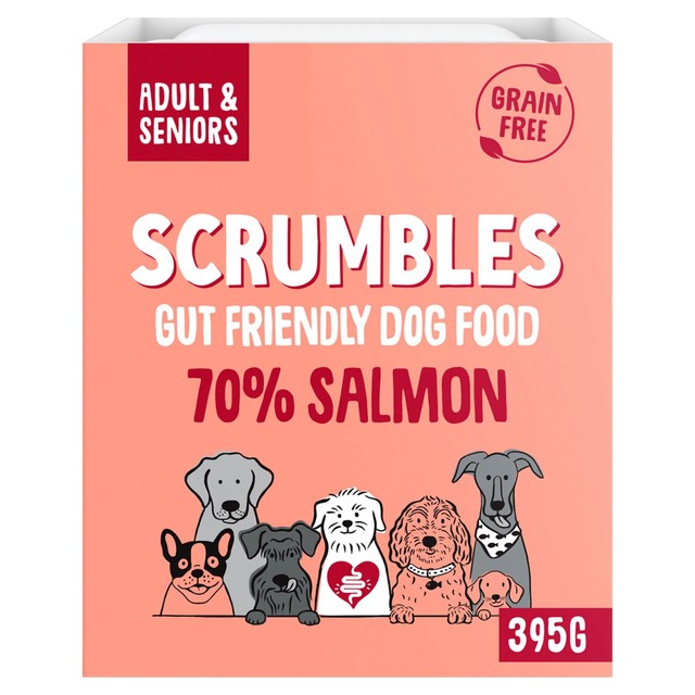 Scrumbles wet dog food pate grain free salmon 395g (British brand)