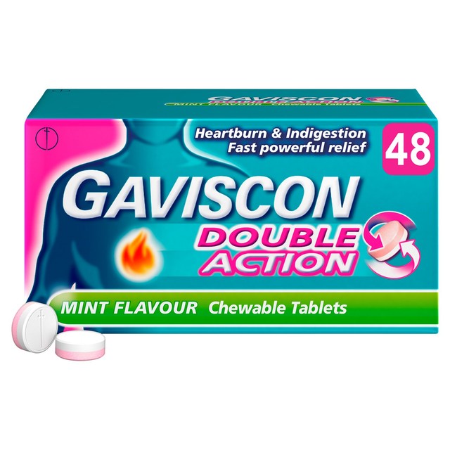 Gaviscon mint flavour chewable tablets 48 pack - British product