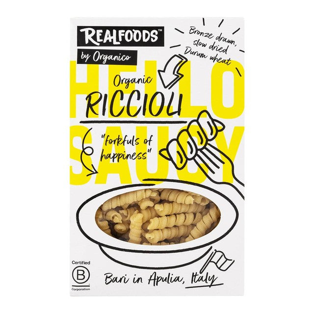 Realfoods by Organico organic riccioli pasta 500g, imported from the UK