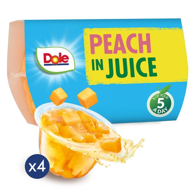 Dole peaches in juice fruit pots 4 x 113g - British product