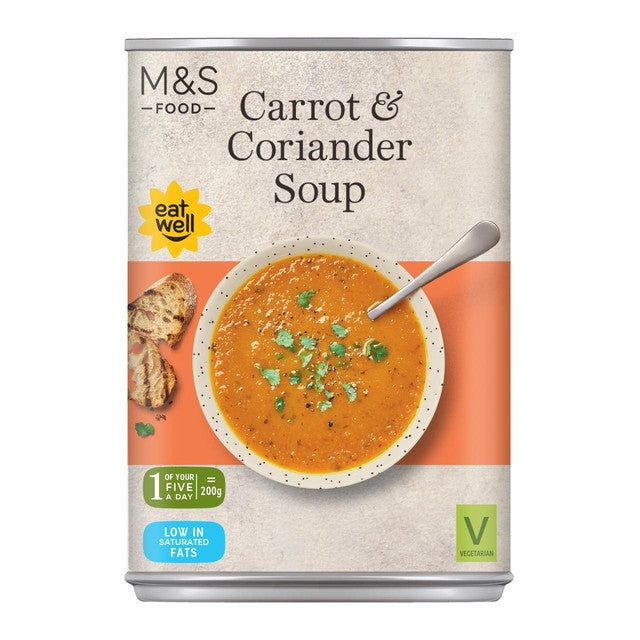 M&S carrot and coriander soup 400g, imported from the UK