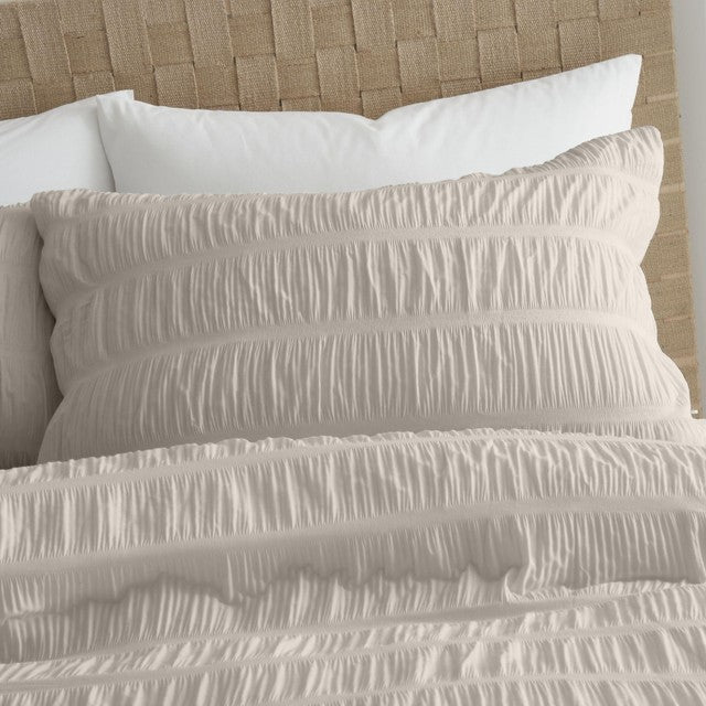 Catherine Lansfield Seersucker Natural Duvet Cover Set Single - British product