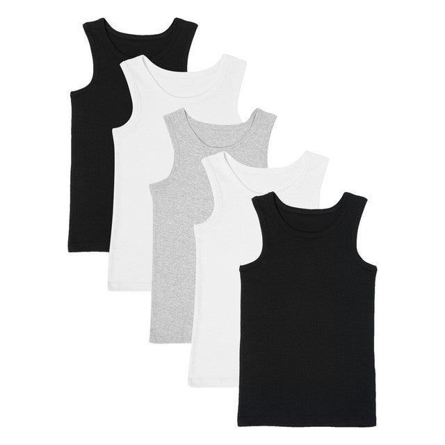 M&S boys cotton vests black mix 6-7 years, imported from the UK