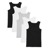 M&S boys cotton vests black mix 6-7 years, imported from the UK