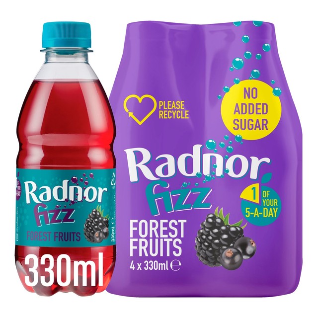 Radnor Fizz Forest Fruits flavoured sparkling soft drink 4 x 330ml, imported from the UK