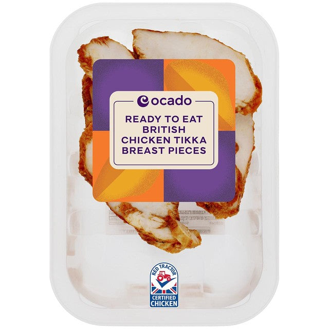 Ocado chicken tikka breast pieces 150g, imported from the UK