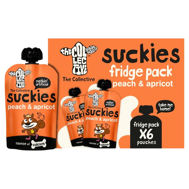 The Collective kids peach and apricot yoghurt pouches 6x90g multipack (British brand)