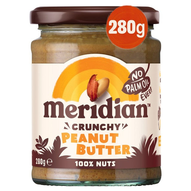 Meridian crunchy no added salt peanut butter 280g, imported from the UK