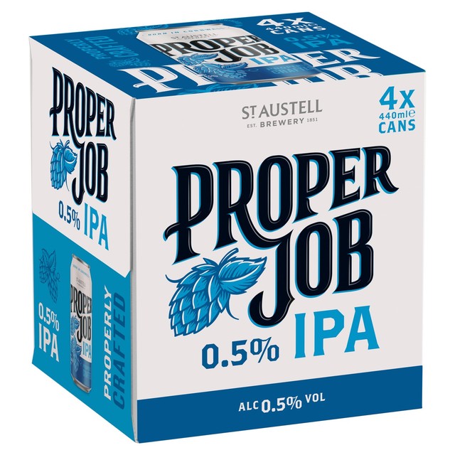 Proper Job IPA 0.5% low alcohol beer 4 x 440ml cans, imported from the UK