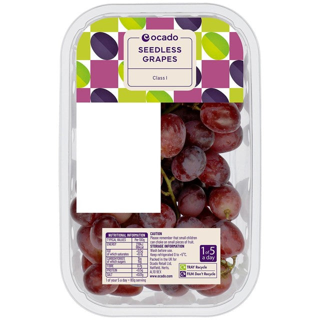Ocado Red Seedless Grapes 500g, imported from the UK