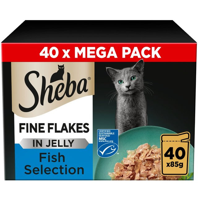 Sheba cat food pouches fish in jelly 40 x 85g (British brand)