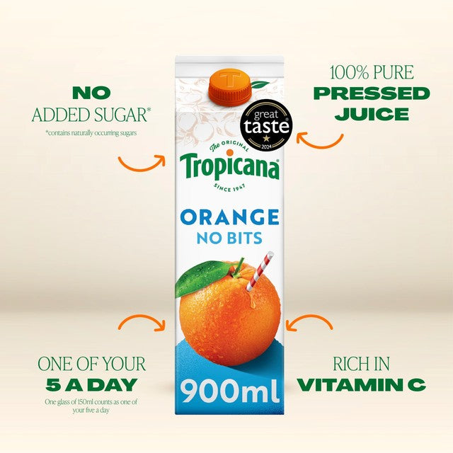 Tropicana smooth orange juice 900ml (British brand)