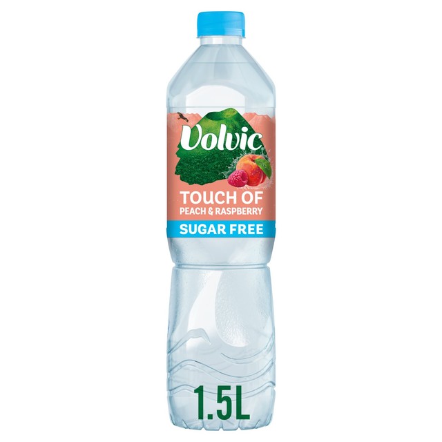 Volvic peach raspberry sugar free flavoured water 1.5L (British brand)
