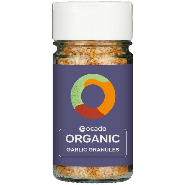 Ocado organic garlic granules 50g, imported from the UK