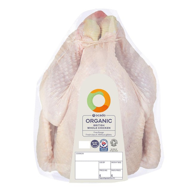 Ocado Organic Free Range Whole Chicken 1.8kg, imported from the UK