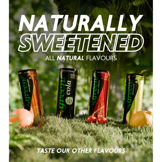 GREEN COLA Sour Cherry sugar-free cola 4 x 330ml cans, UK version