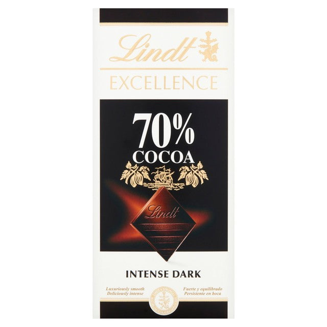 Lindt 70% cocoa dark chocolate bar 100g, UK version
