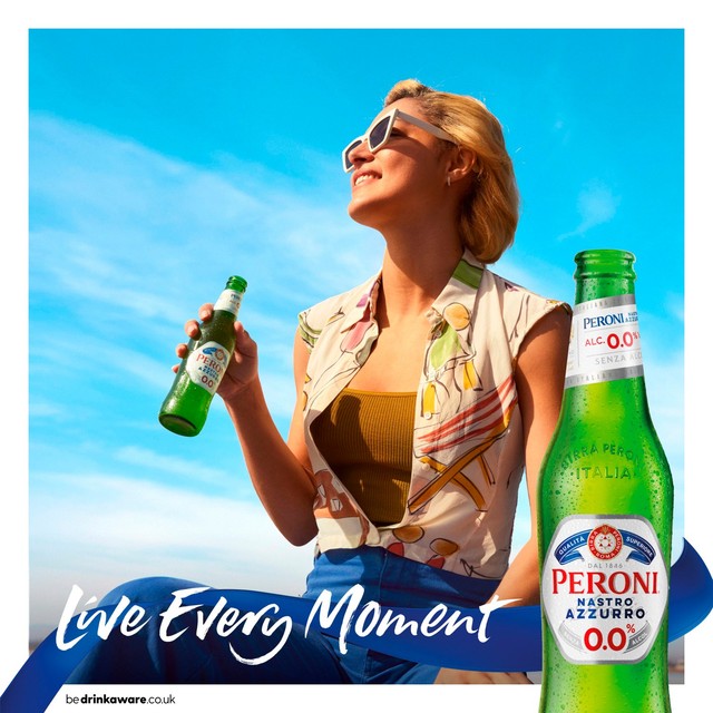 Peroni Nastro Azzurro 0% alcohol-free beer 4 x 330ml, imported from the UK