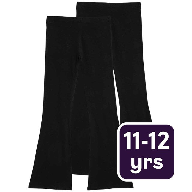 M&S Girls Cotton Flared Leggings Black 11-12 Years, imported from the UK
