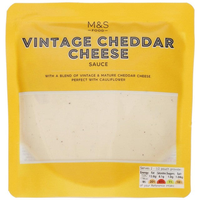 M&S Vintage Cheddar Cheese Sauce 200g, imported from the UK