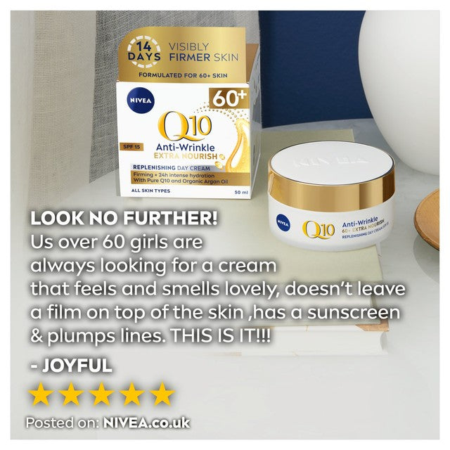 Nivea Q10 Anti-Wrinkle 60+ Day Cream 50ml, imported from the UK