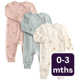 M&S baby sleepsuits woodland print ivory 0-3 months, imported from the UK