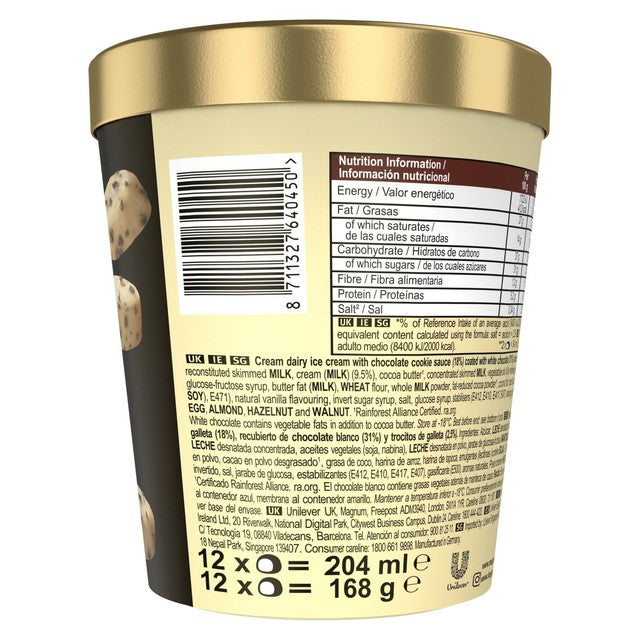 Magnum white chocolate and cookies ice cream bon bons 204ml tub, imported from the UK