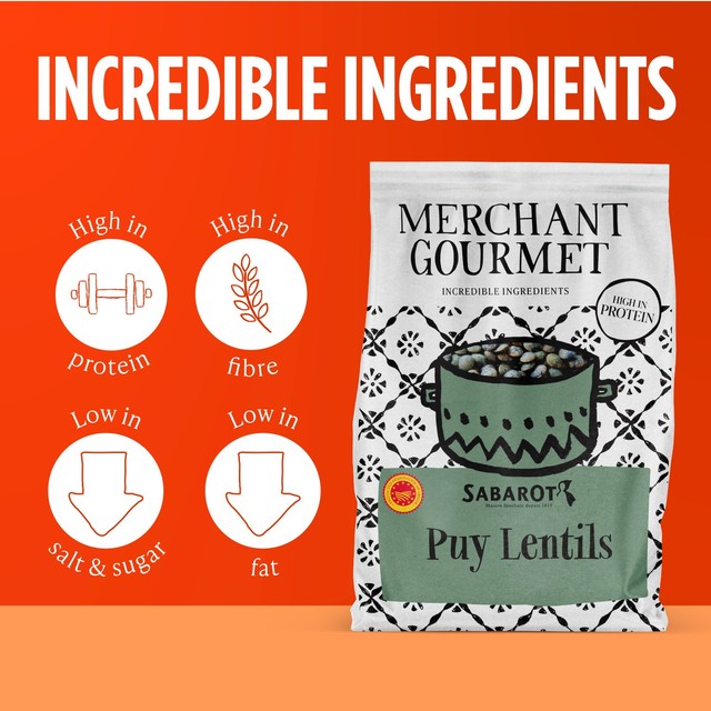 Merchant Gourmet Puy lentils 300g, imported from the UK