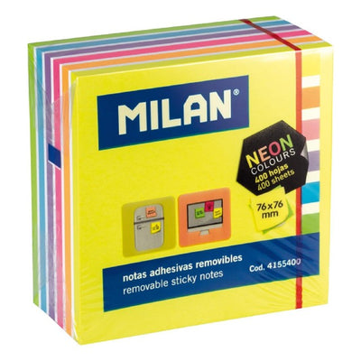 Milan Coloured Adhesive Notes Pad 6 Fluo Colours Sticky Notes 76x76mm