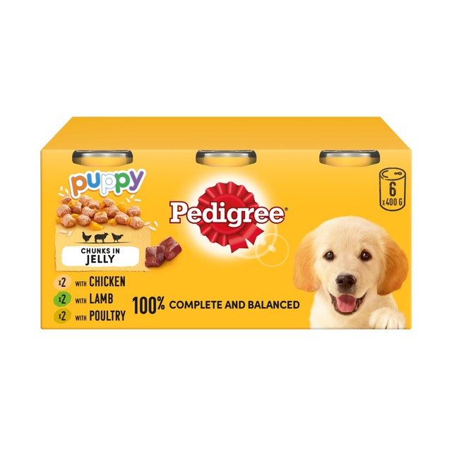 Pedigree puppy wet dog food mixed in jelly 6 x 400g, imported from the UK