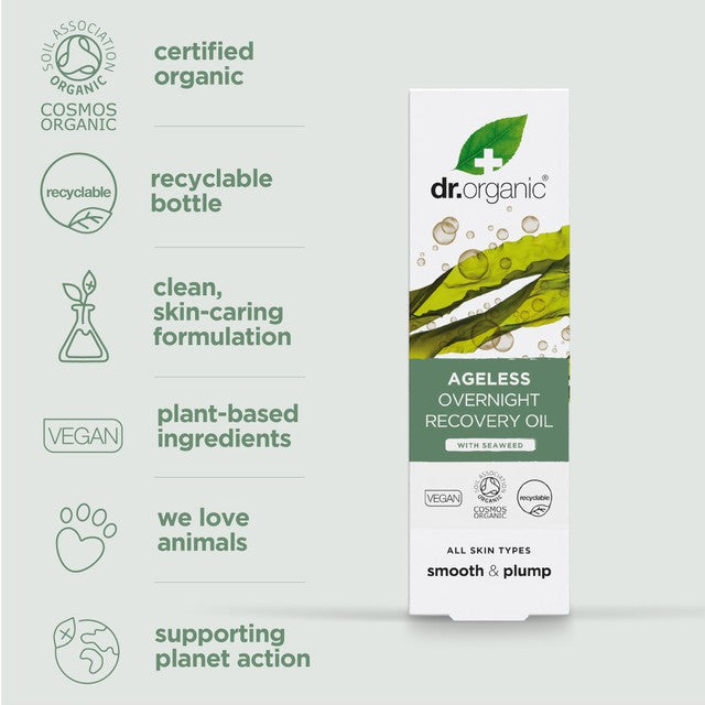 Dr Organic Ageless with Seaweed Overnight Recovery Oil 30ml - British product