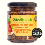 Olive Branch olive tapenade with sundried tomato, feta and Greek basil 180g, imported from the UK