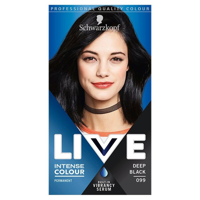 Schwarzkopf Live Deep Black 99 permanent hair dye (British brand)